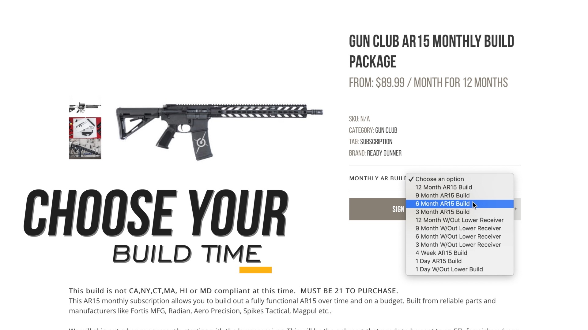 Gun Club Ar15 Monthly Build Package Ready Gunner